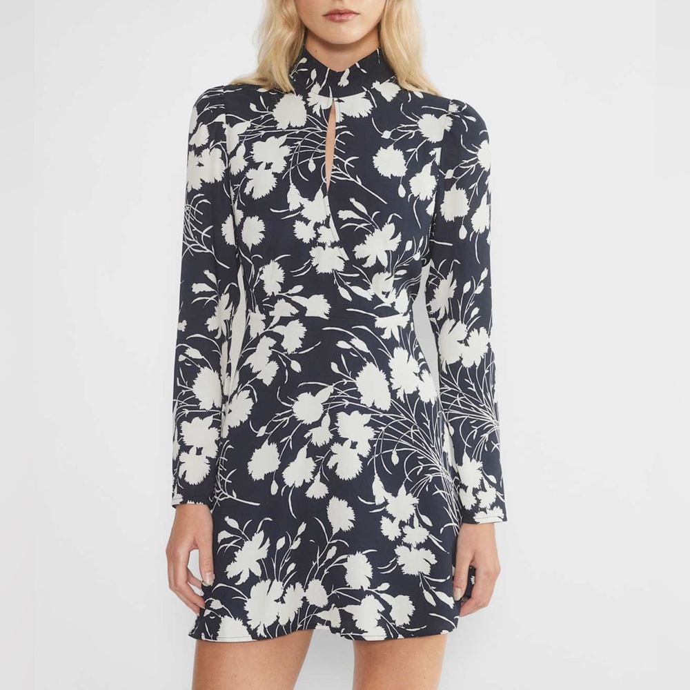 Aritzia Wilfred Lola Crepe Satin Mockneck Mini Dress Size 4